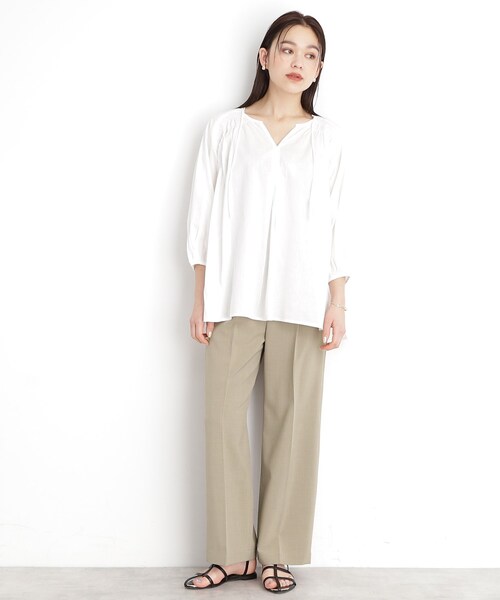 THE SHOP TK （ザ ショップ ティーケー ）の「【XS-XLサイズ】麻調ワイドパンツ/洗濯機OK/from the VOICE（その他パンツ・レディース・ベージュ/ダークブラウン/ブラック/アイボリー・11/12/13/14/10）」の20枚目の写真