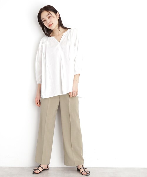 THE SHOP TK （ザ ショップ ティーケー ）の「【XS-XLサイズ】麻調ワイドパンツ/洗濯機OK/from the VOICE（その他パンツ・レディース・ベージュ/ダークブラウン/ブラック/アイボリー・11/12/13/14/10）」の21枚目の写真