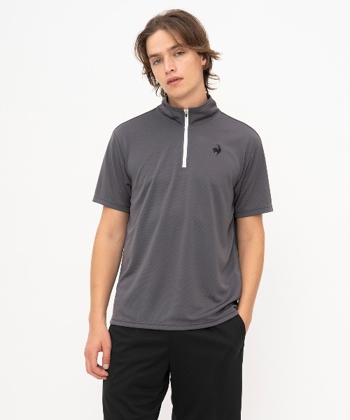 le coq sportif(ルコックスポルティフ)の「【ルコックスポルティフ】吸汗速乾/UVカットエコペット素材ハーフジップモックシャツ(Tシャツ/カットソー・メンズ・ホワイト/グレー/ブラック/ネイビー/ブルー・L/XL/M)」の3枚目の写真