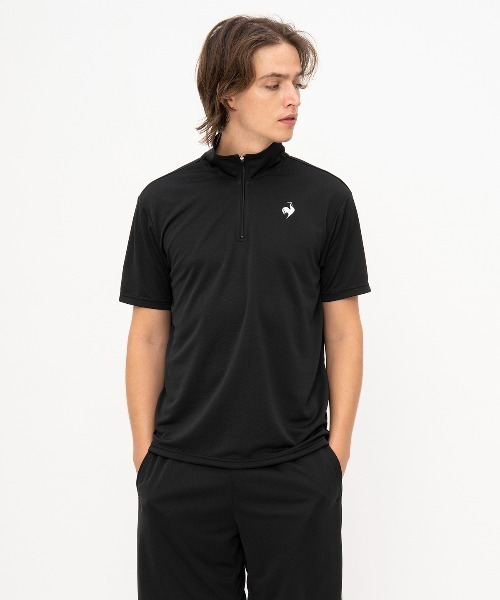 le coq sportif(ルコックスポルティフ)の「【ルコックスポルティフ】吸汗速乾/UVカットエコペット素材ハーフジップモックシャツ(Tシャツ/カットソー・メンズ・ホワイト/グレー/ブラック/ネイビー/ブルー・L/XL/M)」の2枚目の写真