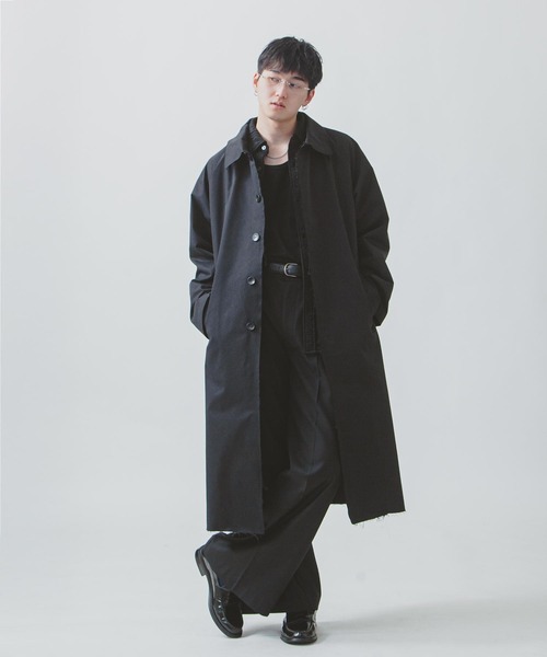 ZIP FIVE -White Line-(ジップファイブホワイトライン)の「【White Line】 Soutiencollar Spring Coat / カットオフ ステンカラーコート(ステンカラーコート・メンズ・カーキ/ブラック/ブラウン・X-LARGE/LARGE/MEDIUM)」の2枚目の写真
