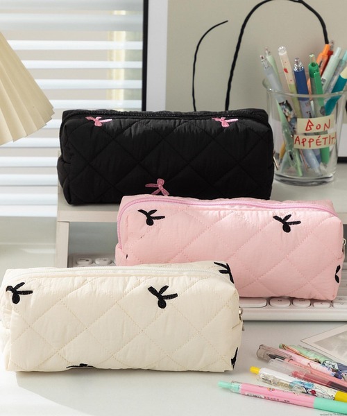 VIBGYOR(ヴィブジョー)の「Liaa/リボン柄 ペンケース ポーチ A18562(ポーチ・レディース・ブルー/ブラック/ピンク/ホワイト・FREE)」の8枚目の写真