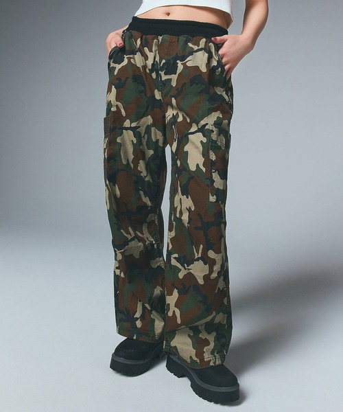 レディース X-girl エックスガール タイガーストライプカモパンツ 軍パン セール】LOW RISE HIP LOGO PANTS（その他パンツ）｜X-girl