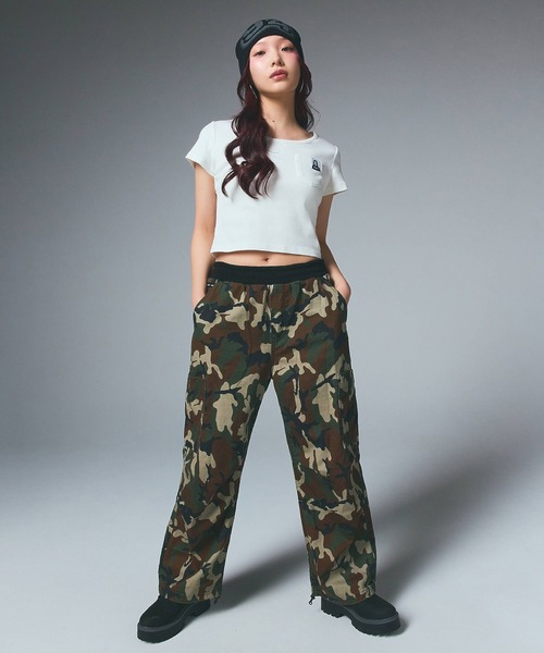 レディース X-girl エックスガール タイガーストライプカモパンツ 軍パン X-girl（エックスガール）の「MILITARY CARGO PANTS（その他