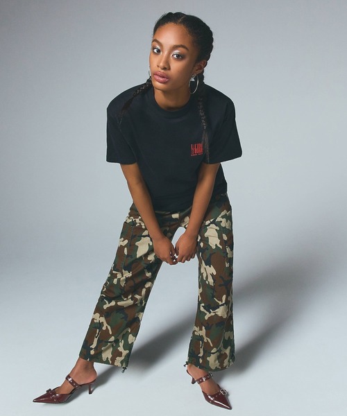 X-girl(エックスガール)の「WAIST RIB EASY PANTS(その他パンツ・レディース・ブラック/カモフラージュ/ベージュ・S/M)」の7枚目の写真