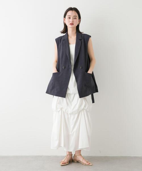 セール】『UR TECH DRYLUXE』リネンライクサイドベルトジレ（ベスト