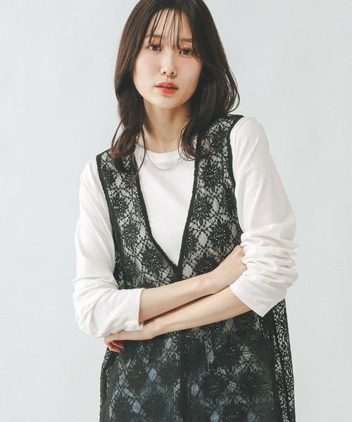 GLOBAL WORK（グローバルワーク）の「Fffit エフィット/やわらかストレッチT長袖/291137（Tシャツ/カットソー・レディース・グレー/オフホワイト/ブルー系その他6/ブラック/杢グレー/モカ・LARGE/X-SMALL/SMALL/MEDIUM/X-LARGE）」の9枚目の写真