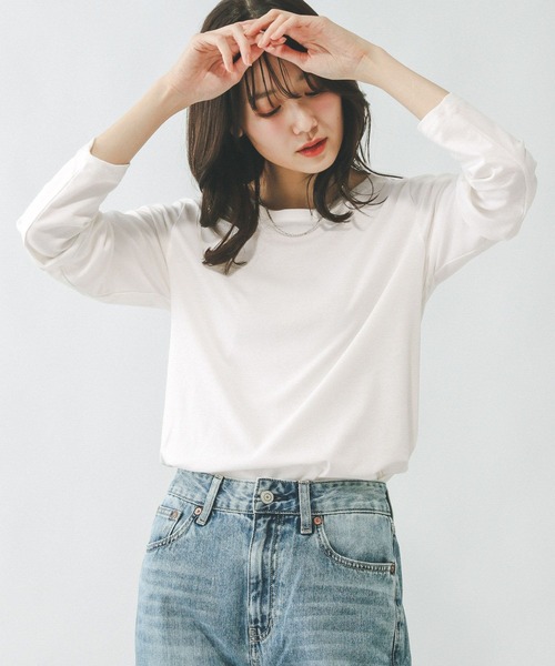 GLOBAL WORK（グローバルワーク）の「Fffit エフィット/やわらかストレッチT長袖/291137（Tシャツ/カットソー・レディース・グレー/オフホワイト/ブルー系その他6/ブラック/杢グレー/モカ・LARGE/X-SMALL/SMALL/MEDIUM/X-LARGE）」の10枚目の写真