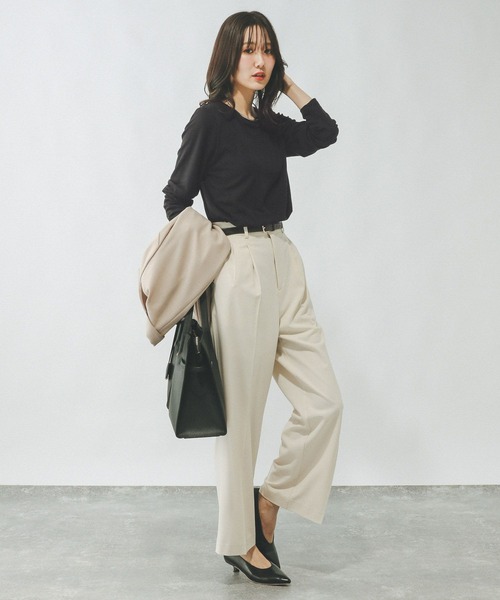 GLOBAL WORK（グローバルワーク）の「Fffit エフィット/やわらかストレッチT長袖/291137（Tシャツ/カットソー・レディース・グレー/オフホワイト/ブルー系その他6/ブラック/杢グレー/モカ・LARGE/X-SMALL/SMALL/MEDIUM/X-LARGE）」の12枚目の写真