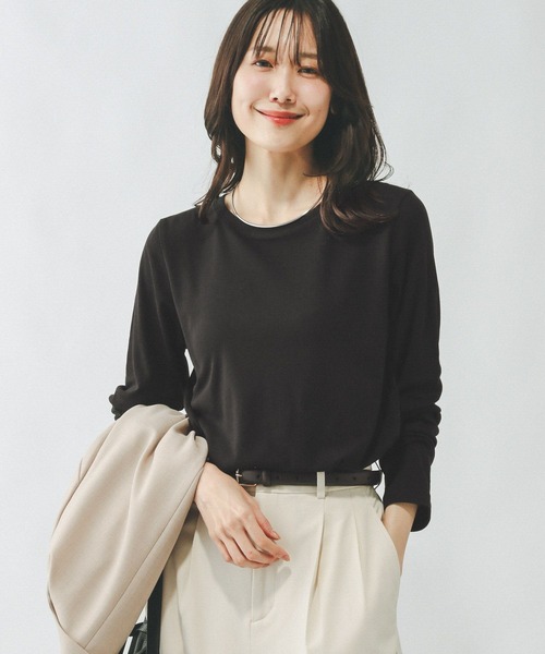GLOBAL WORK（グローバルワーク）の「Fffit エフィット/やわらかストレッチT長袖/291137（Tシャツ/カットソー・レディース・グレー/オフホワイト/ブルー系その他6/ブラック/杢グレー/モカ・LARGE/X-SMALL/SMALL/MEDIUM/X-LARGE）」の13枚目の写真