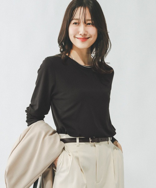 GLOBAL WORK（グローバルワーク）の「Fffit エフィット/やわらかストレッチT長袖/291137（Tシャツ/カットソー・レディース・グレー/オフホワイト/ブルー系その他6/ブラック/杢グレー/モカ・LARGE/X-SMALL/SMALL/MEDIUM/X-LARGE）」の14枚目の写真