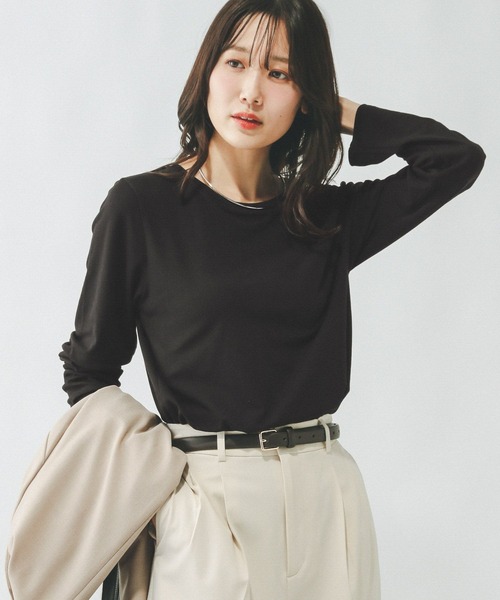 GLOBAL WORK（グローバルワーク）の「Fffit エフィット/やわらかストレッチT長袖/291137（Tシャツ/カットソー・レディース・グレー/オフホワイト/ブルー系その他6/ブラック/杢グレー/モカ・LARGE/X-SMALL/SMALL/MEDIUM/X-LARGE）」の15枚目の写真