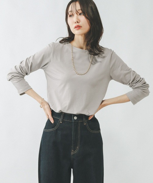 GLOBAL WORK（グローバルワーク）の「Fffit エフィット/やわらかストレッチT長袖/291137（Tシャツ/カットソー・レディース・グレー/オフホワイト/ブルー系その他6/ブラック/杢グレー/モカ・LARGE/X-SMALL/SMALL/MEDIUM/X-LARGE）」の18枚目の写真