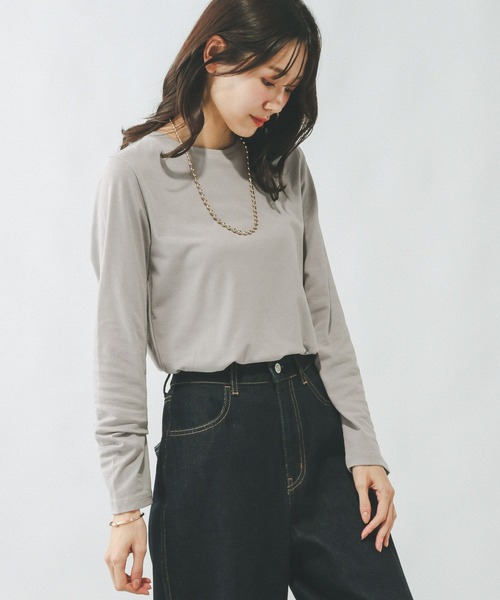 GLOBAL WORK（グローバルワーク）の「Fffit エフィット/やわらかストレッチT長袖/291137（Tシャツ/カットソー・レディース・グレー/オフホワイト/ブルー系その他6/ブラック/杢グレー/モカ・LARGE/X-SMALL/SMALL/MEDIUM/X-LARGE）」の19枚目の写真