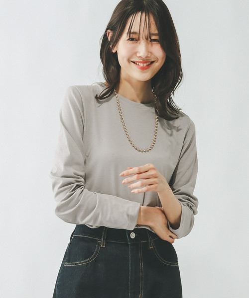 GLOBAL WORK（グローバルワーク）の「Fffit エフィット/やわらかストレッチT長袖/291137（Tシャツ/カットソー・レディース・グレー/オフホワイト/ブルー系その他6/ブラック/杢グレー/モカ・LARGE/X-SMALL/SMALL/MEDIUM/X-LARGE）」の20枚目の写真
