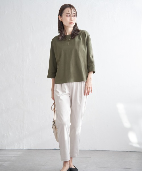 ikka（イッカ）の「【雑誌InRed5月号掲載】梨地ジョーゼットドルマンプルオーバー【親子コーデ】（Tシャツ/カットソー・レディース・オフホワイト/ブラック/ライトグレー/ブルー/オレンジ/オリーブ・L/M/S）」の20枚目の写真