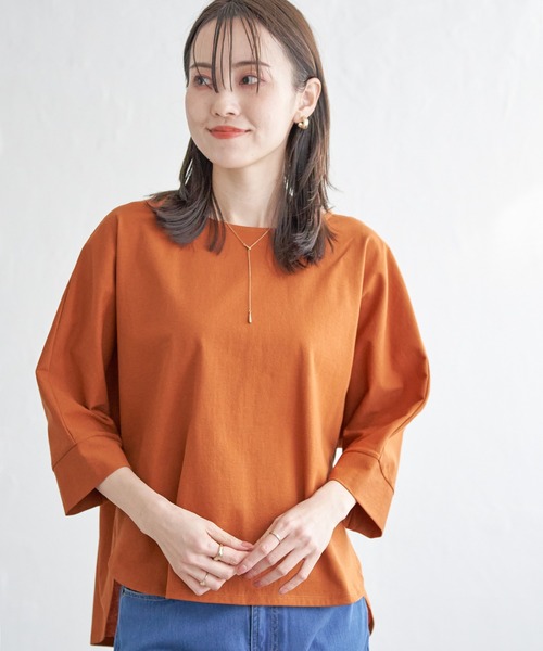 ikka（イッカ）の「【雑誌InRed5月号掲載】梨地ジョーゼットドルマンプルオーバー【親子コーデ】（Tシャツ/カットソー・レディース・オフホワイト/ブラック/ライトグレー/ブルー/オレンジ/オリーブ・L/M/S）」の15枚目の写真