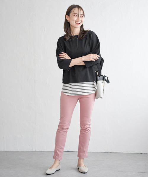 ikka（イッカ）の「【雑誌InRed5月号掲載】梨地ジョーゼットドルマンプルオーバー【親子コーデ】（Tシャツ/カットソー・レディース・オフホワイト/ブラック/ライトグレー/ブルー/オレンジ/オリーブ・L/M/S）」の11枚目の写真