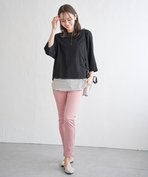 ikka（イッカ）の「【雑誌InRed5月号掲載】梨地ジョーゼットドルマンプルオーバー【親子コーデ】（Tシャツ/カットソー・レディース・オフホワイト/ブラック/ライトグレー/ブルー/オレンジ/オリーブ・L/M/S）」の10枚目の写真