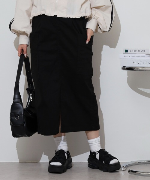 atONE(アットワン)の「ストレッチタイトスカート(スカート・レディース・ブラック/カーキ/ベージュ・M/L/LL/3L/4L)」の5枚目の写真