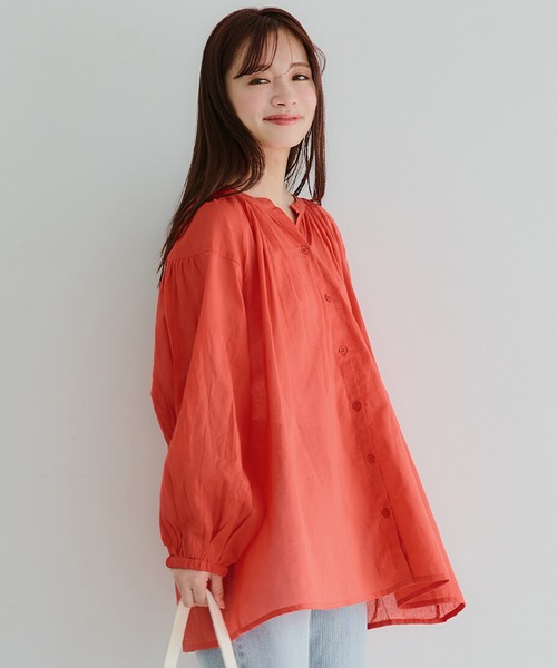 coca(coca)(コカ)の「ビッグガーゼシャツ(シャツ/ブラウス・レディース・ブルー/ホワイト/ブラウン/レッド・S/M/L)」の4枚目の写真