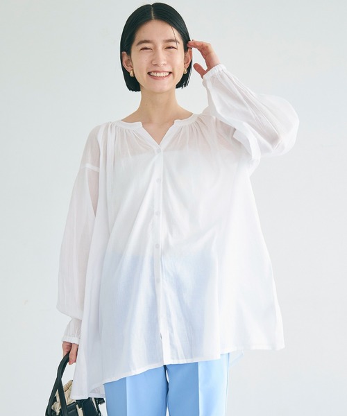coca(coca)(コカ)の「ビッグガーゼシャツ(シャツ/ブラウス・レディース・ブルー/ホワイト/ブラウン/レッド・S/M/L)」の21枚目の写真