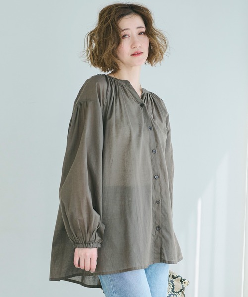 coca(coca)(コカ)の「ビッグガーゼシャツ(シャツ/ブラウス・レディース・ブルー/ホワイト/ブラウン/レッド・S/M/L)」の6枚目の写真