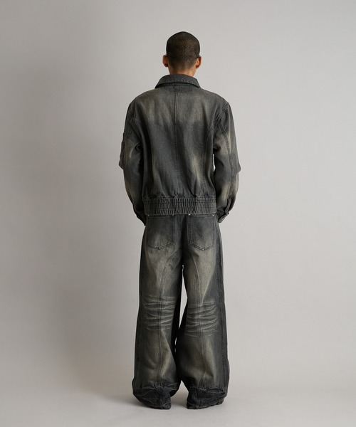 セール】Overdyed Denim Flight Jacket/オーバーダイデニムフライト