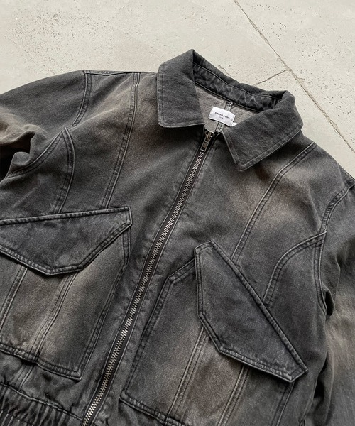 ANDER HUNK（アンダーハンク）の「Overdyed Denim Flight Jacket/オーバーダイデニムフライトジャケット（ブルゾン・メンズ・ブラック/グレー・LARGE/MEDIUM）」の15枚目の写真