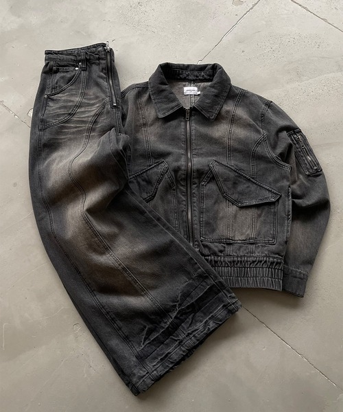 ANDER HUNK（アンダーハンク）の「Overdyed Denim Flight Jacket/オーバーダイデニムフライトジャケット（ブルゾン・メンズ・ブラック/グレー・LARGE/MEDIUM）」の14枚目の写真