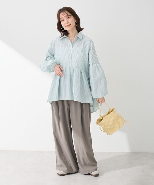 ELENCARE DUE(エレンカーレデュエ)の「・ELENCARE DUE ストライプシャツチュニック(チュニック・レディース・ベージュ/ミント/ピンク/オフホワイト・FREE)」の6枚目の写真