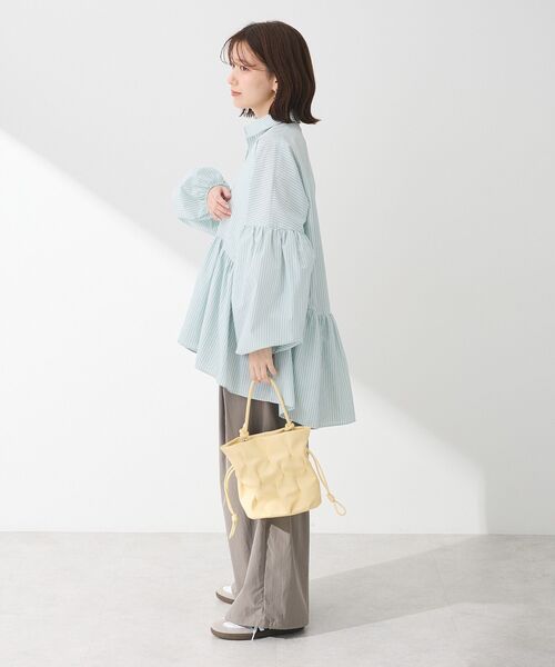 ELENCARE DUE(エレンカーレデュエ)の「・ELENCARE DUE ストライプシャツチュニック(チュニック・レディース・ベージュ/ミント/ピンク/オフホワイト・FREE)」の7枚目の写真