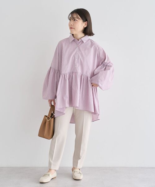 ELENCARE DUE(エレンカーレデュエ)の「・ELENCARE DUE ストライプシャツチュニック(チュニック・レディース・ベージュ/ミント/ピンク/オフホワイト・FREE)」の17枚目の写真