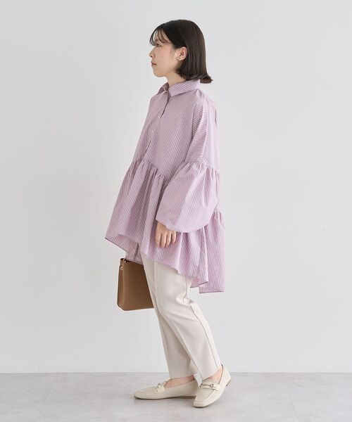 ELENCARE DUE(エレンカーレデュエ)の「・ELENCARE DUE ストライプシャツチュニック(チュニック・レディース・ベージュ/ミント/ピンク/オフホワイト・FREE)」の18枚目の写真