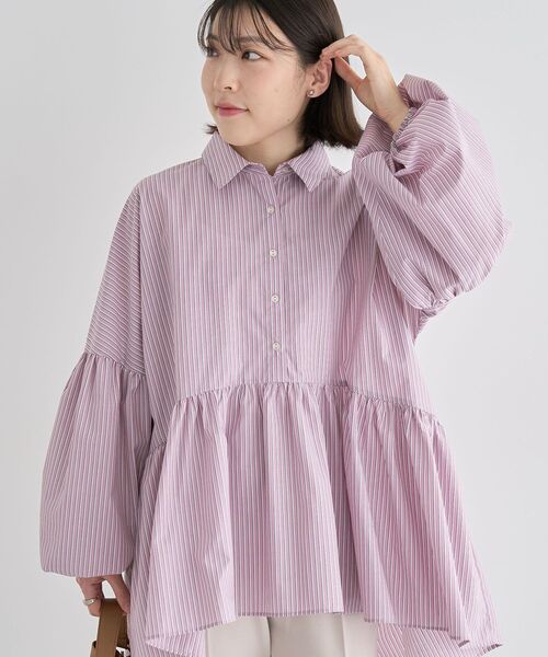 ELENCARE DUE(エレンカーレデュエ)の「・ELENCARE DUE ストライプシャツチュニック(チュニック・レディース・ベージュ/ミント/ピンク/オフホワイト・FREE)」の20枚目の写真