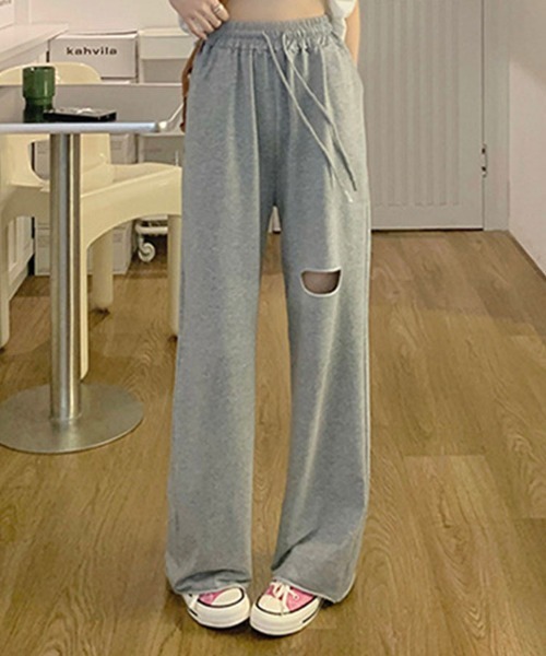 SallyLunn（サリーラン）の「ダメージ スウェットイージーパンツ（その他パンツ・レディース・グレー/ブラック・MEDIUM/LARGE）」の2枚目の写真