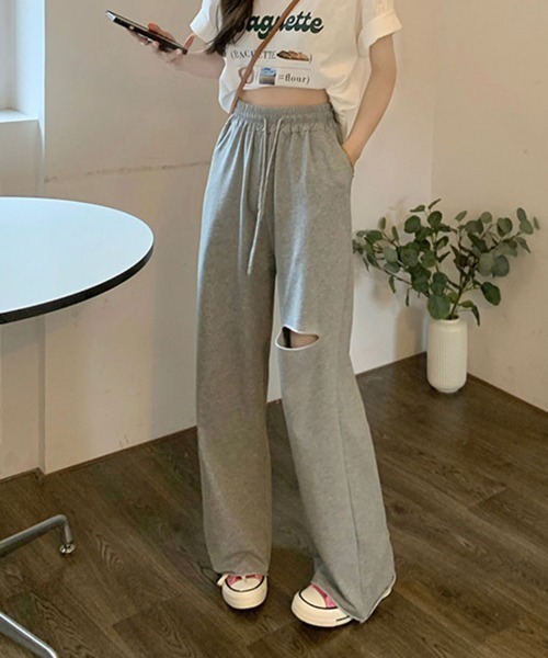 SallyLunn（サリーラン）の「ダメージ スウェットイージーパンツ（その他パンツ・レディース・グレー/ブラック・MEDIUM/LARGE）」の8枚目の写真