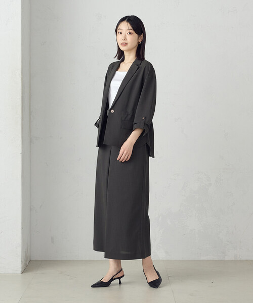 COMME CA ISM（コムサイズム）の「【セットアップ対応】ベルテッドタックスカート（スカート・レディース・チャコール/ベージュ・MEDIUM/LARGE）」の5枚目の写真