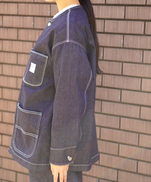 BROOKLYN OVERALL（ブルックリンオーバーオール）の「デニムカバーオール（デニムジャケット・レディース・ブルー/ネイビー・FREE）」の5枚目の写真