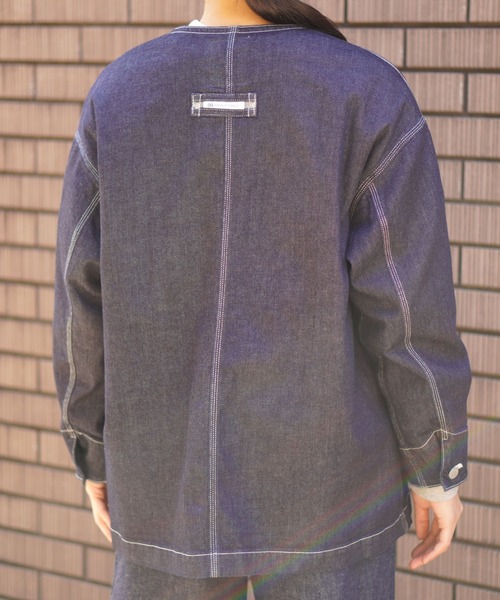 BROOKLYN OVERALL（ブルックリンオーバーオール）の「デニムカバーオール（デニムジャケット・レディース・ブルー/ネイビー・FREE）」の4枚目の写真