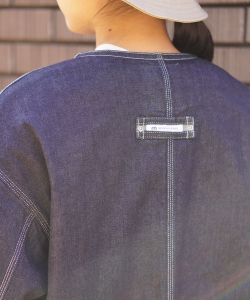 BROOKLYN OVERALL（ブルックリンオーバーオール）の「デニムカバーオール（デニムジャケット・レディース・ブルー/ネイビー・FREE）」の3枚目の写真