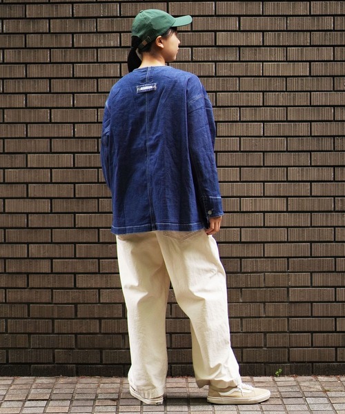 BROOKLYN OVERALL（ブルックリンオーバーオール）の「デニムカバーオール（デニムジャケット・レディース・ブルー/ネイビー・FREE）」の18枚目の写真