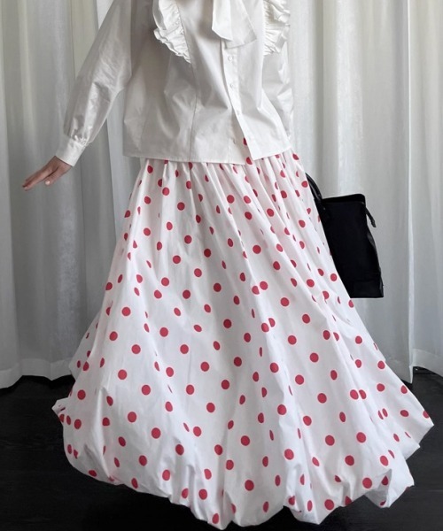 gossip!ロサンゼルス(ゴシップロサンゼルス)の「ヴィンテージ風 レッドドット柄ロングスカート(スカート・レディース・レッド・FREE)」の13枚目の写真