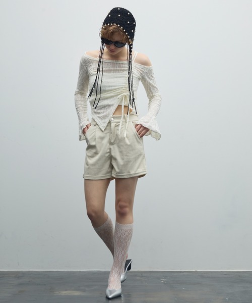 uyu.（ウユ）の「ミニパールサマーニットキャップ（ニットキャップ/ビーニー・レディース・アイボリー/ブラック・FREE）」の6枚目の写真