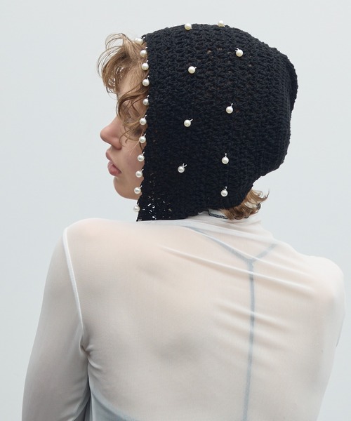 uyu.（ウユ）の「ミニパールサマーニットキャップ（ニットキャップ/ビーニー・レディース・アイボリー/ブラック・FREE）」の16枚目の写真