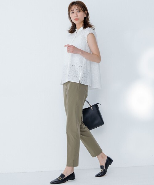 組曲（クミキョク）の「エンブロイダリーレースノースリーブ ブラウス（シャツ/ブラウス・レディース・ブラック系/スモーキーグリーン系/アイボリー系/グレー系9・3/2）」の12枚目の写真