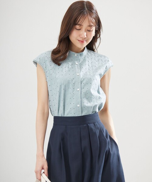 組曲（クミキョク）の「エンブロイダリーレースノースリーブ ブラウス（シャツ/ブラウス・レディース・ブラック系/スモーキーグリーン系/アイボリー系/グレー系9・3/2）」の13枚目の写真