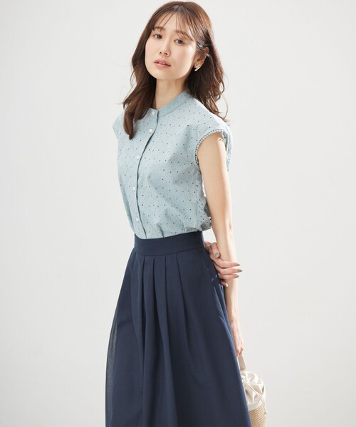 組曲（クミキョク）の「エンブロイダリーレースノースリーブ ブラウス（シャツ/ブラウス・レディース・ブラック系/スモーキーグリーン系/アイボリー系/グレー系9・3/2）」の14枚目の写真