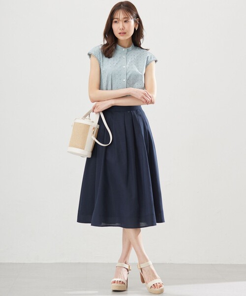 組曲（クミキョク）の「エンブロイダリーレースノースリーブ ブラウス（シャツ/ブラウス・レディース・ブラック系/スモーキーグリーン系/アイボリー系/グレー系9・3/2）」の18枚目の写真