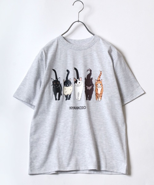 Salong hameu(サロン ハミュー)の「神保町にゃんこ堂 猫プリントTシャツ レディース(Tシャツ/カットソー・レディース・ネイビー系2/ホワイト系その他2/ブラック系その他/ホワイト系その他/ネイビー系1/スミクロ・M/L)」の2枚目の写真